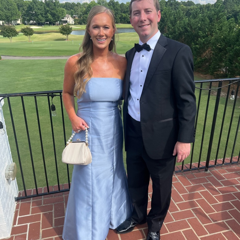 Elegant Blue Strapless Wedding Dress - Picture 2 of 4